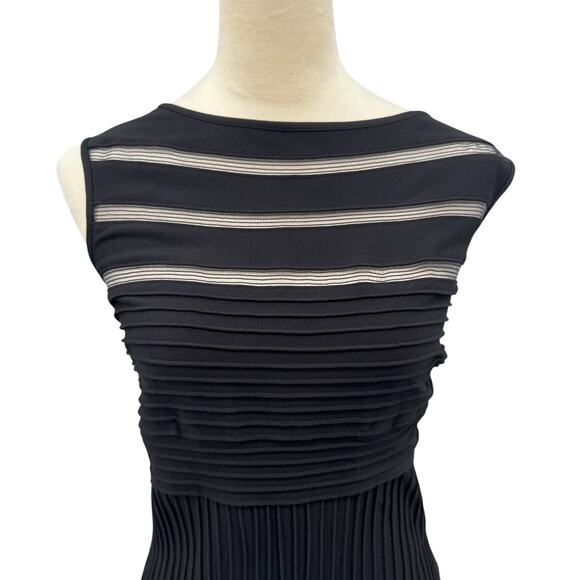 Tadashi Shoji Flip Hem Black Sheer Mesh Knit Mini Sleeveless Cocktail Dress - Picture 6 of 14